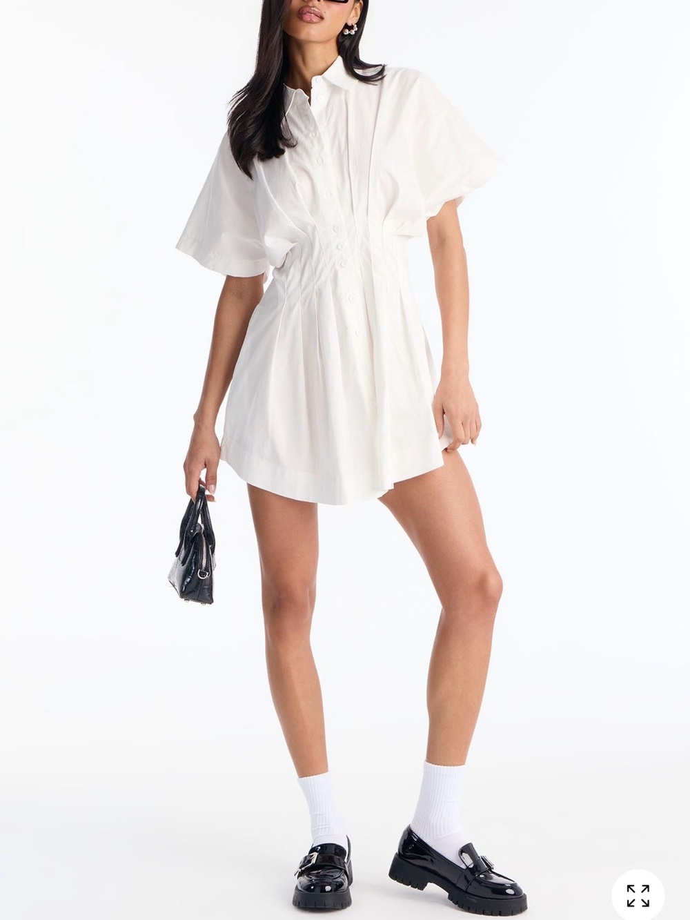 Fashion Nova White Mini Shirt Dress